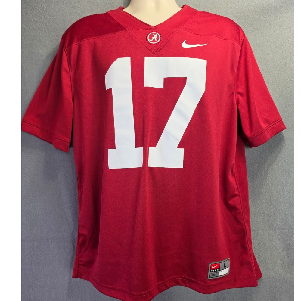 Nike Alabama Crimson Tide Jersey Mens Large Red Dri-FIT Football #17 NCAA